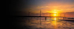 Gaomei Wetlands sunset in Taichung, Taiwan